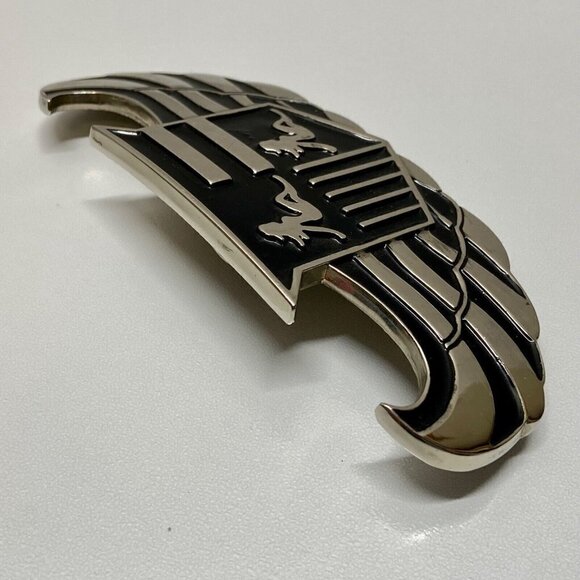 Cadillac 187 INC. Belt Buckle Bottle Opener Tool 5” Chrome Black Winged Logo Vtg - Picture 4 of 14